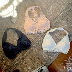 Gilly Hicks lace halter bralettes one size x small and 2 size small new
